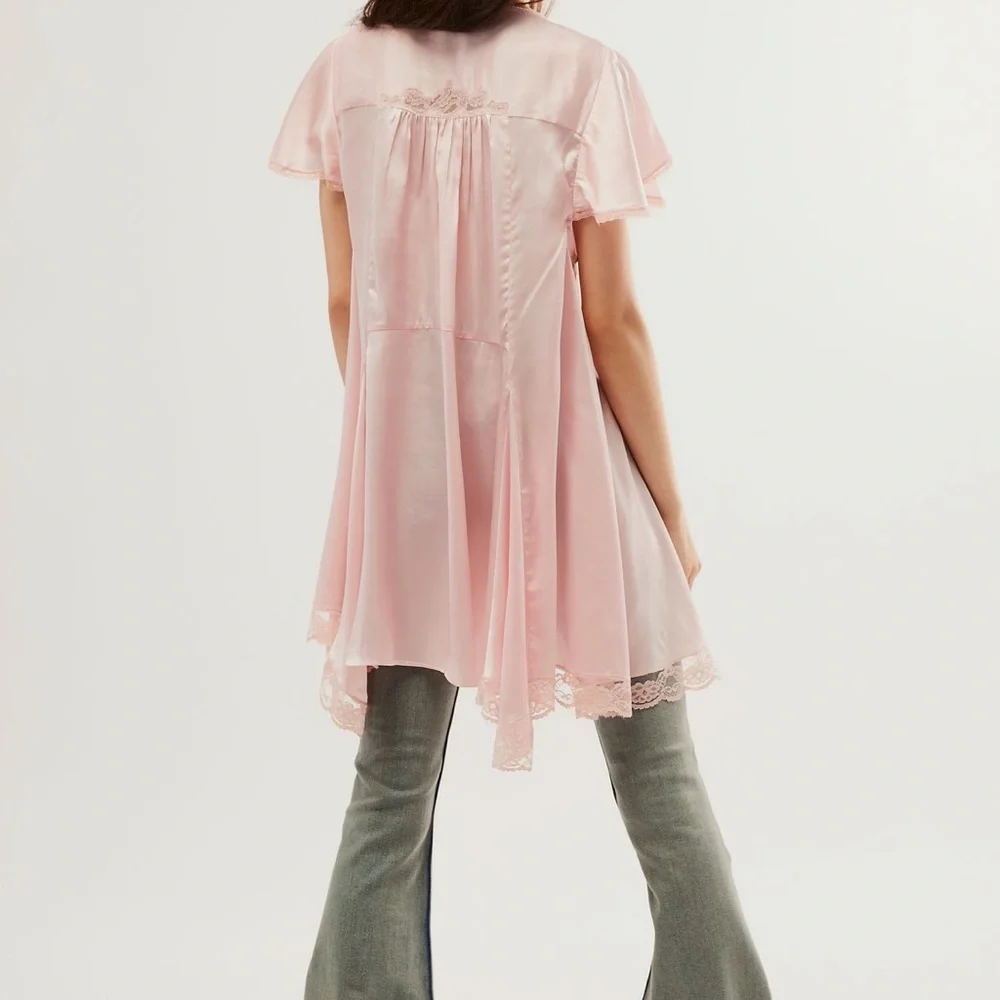 NWOT Free People Wildest Rose Tunic Top Dress size large PINK - Picture 4 of 12